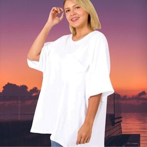 Zenana Women’s plus-size White Oversized Short-Sleeve Raw-hem T-shirt❤️❤️3X